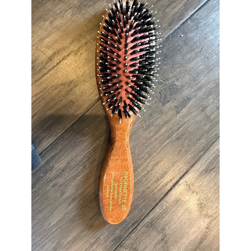Spornette 25 International Porcupine Boar Bristle Wood Hair Brush Germany